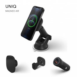 UNIQ Magneo Air Magnetic Wireless Charger+Car Dash | Vent Mount – Grey