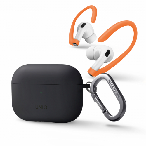 Uniq Nexo Active Hybrid Silicone AirPods Pro 2nd with Sports Ear Hooks – Grey