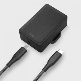 UNIQ VERSA SLIM KIT USB-C PD 18W WALL CHARGER WITH USB C CABLE (US) – CHARCOAL (BLACK)