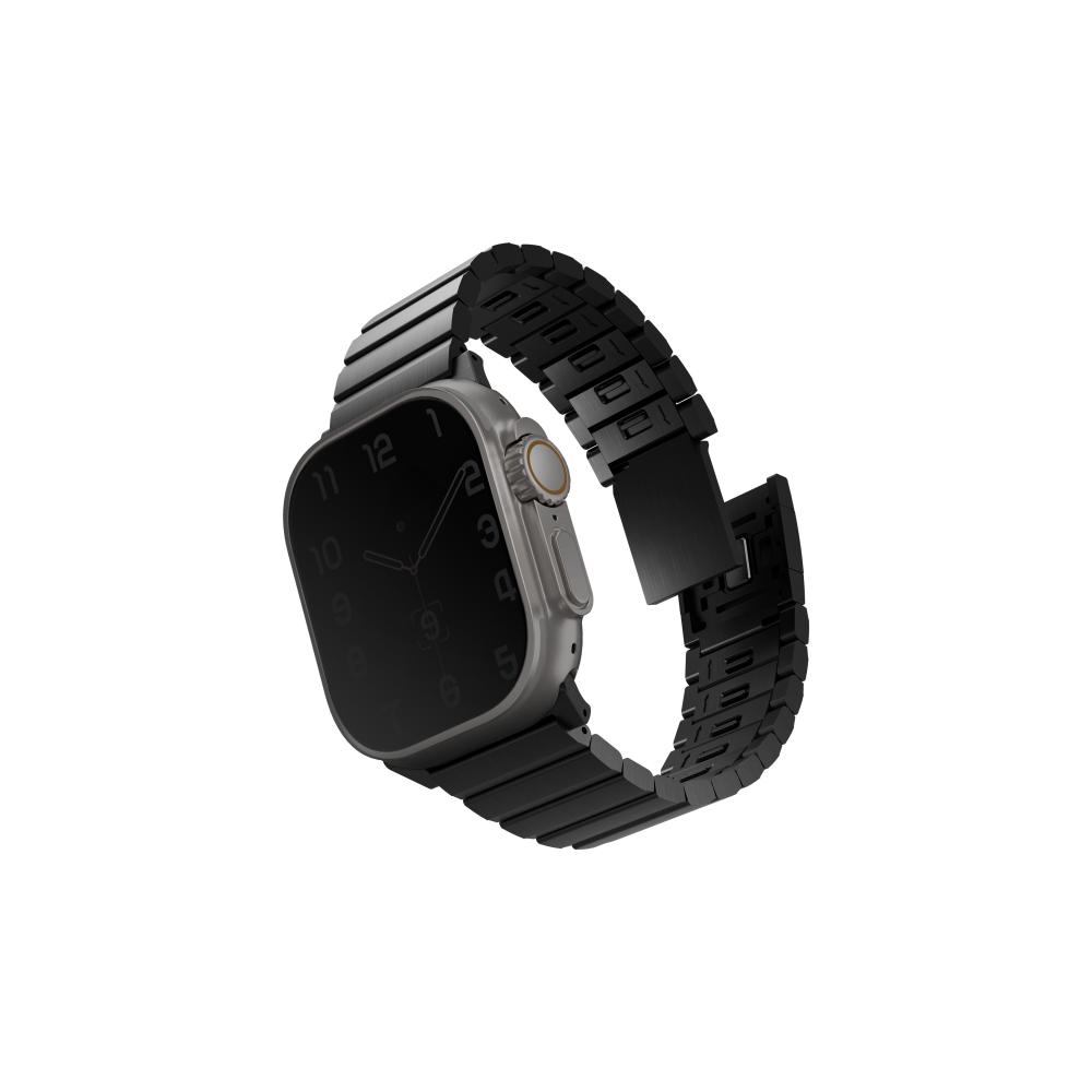 UNIQ STROVA MAG APPLE WATCH SELF-ADJUSTABLE STEEL LINK BAND 49/45/44/42MM - MIDNIGHT (BLACK)