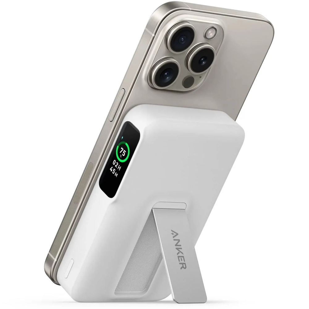 Anker MagGo Power Bank 10K Qi2 15W Ultra-Fast Magnetic Charging with Smart Display - White