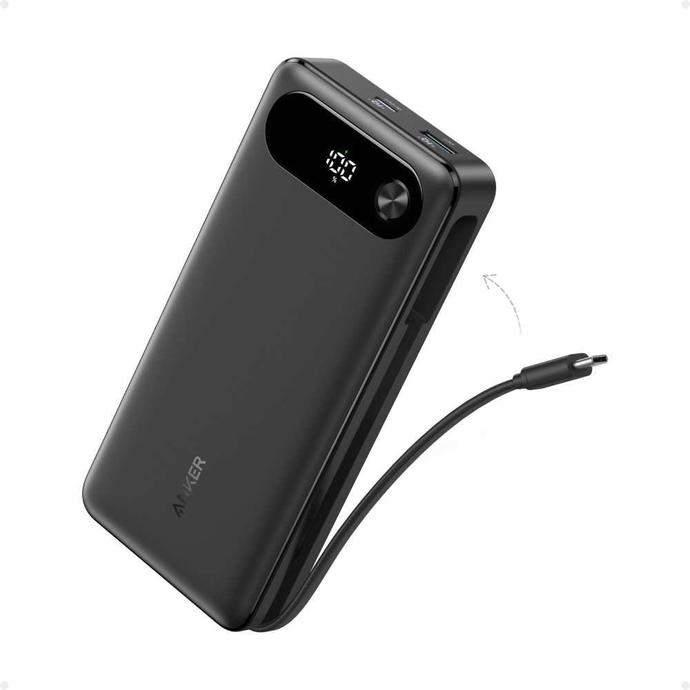 Anker Power Bank 20K 87W Max Build-In USB-C Cable - Black