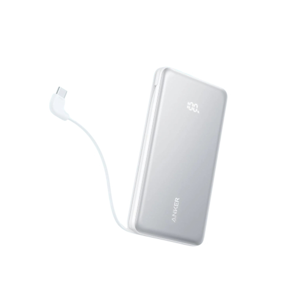 Anker Zolo Powerbank 10000mAh 22.5W Fast Charging with Built-in USB-C Cable [ CCC Certified ] - White
