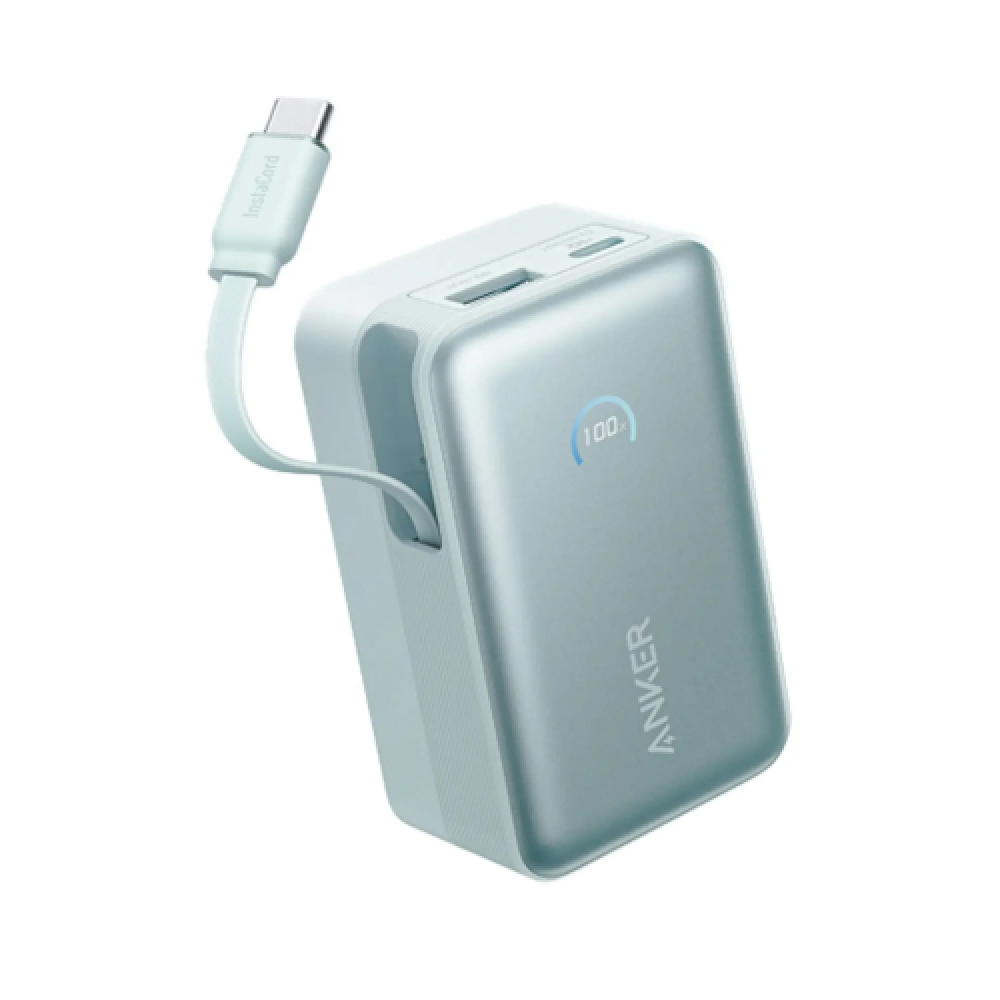Anker Nano Power Bank ( 10K, 45W, Built-In Retractable USB-C Cable ) - Green