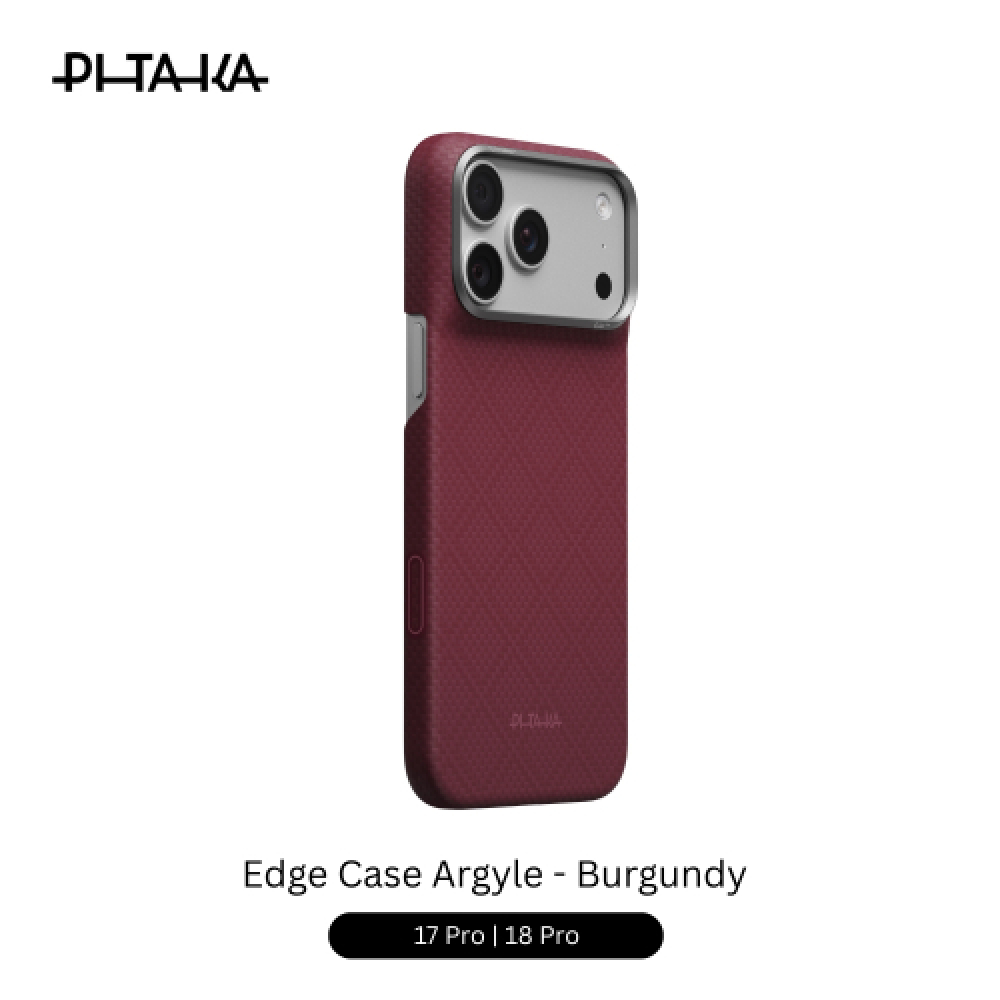 Pitaka Edge Case Argyle 17/18 Pro Max 6.9" - Burgundy
