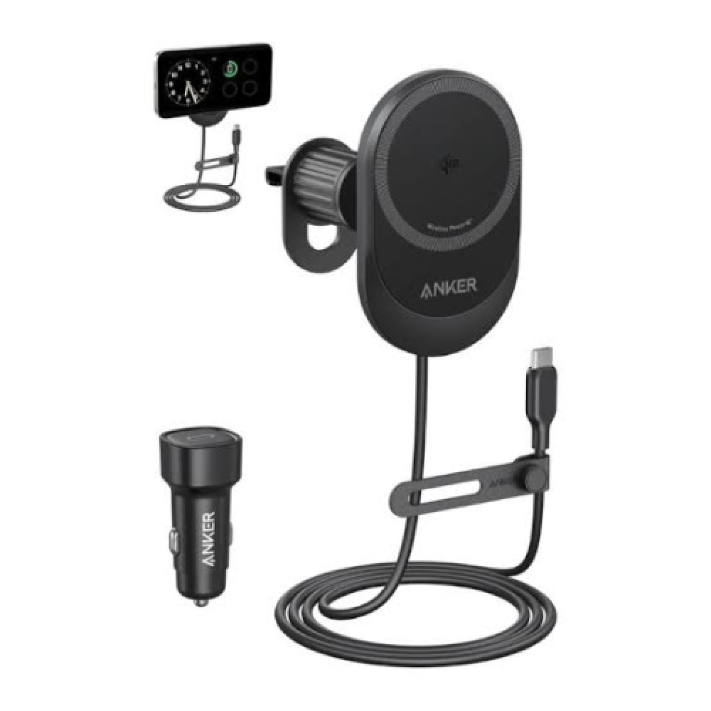 Anker MagGo Wireless Car Charger Build in Cable and Charger Qi2 15w