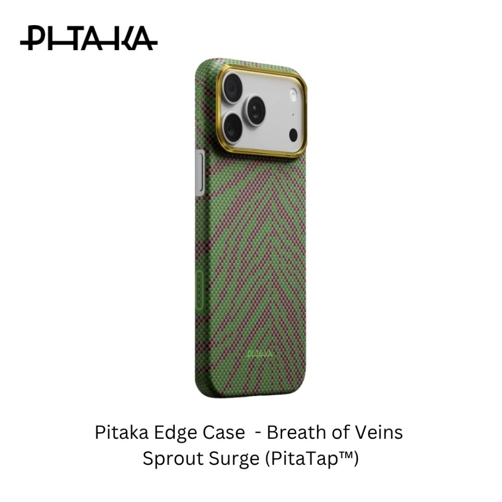 Pitaka Edge Case iPhone 17 Pro Max 6.9" - Breath of Veins - Sprout Surge (PitaTap™)