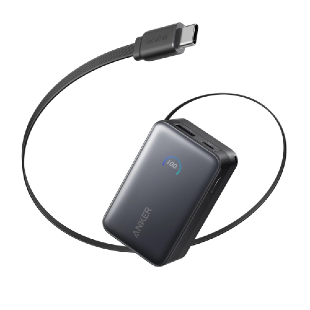 Anker Nano Power Bank ( 10K, 45W, Built-In Retractable USB-C Cable ) - Black